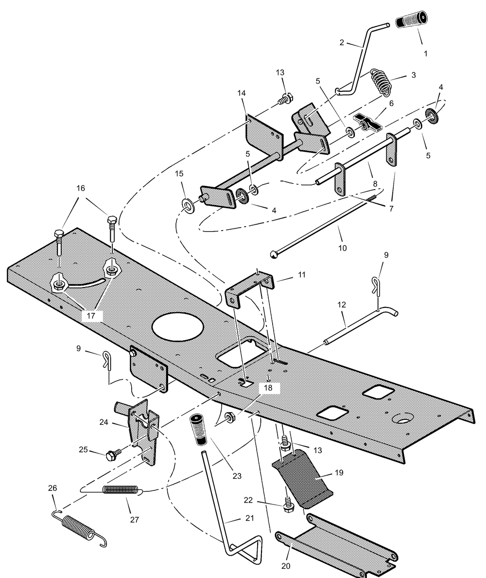 Mower Housing Suspension Diagram and Parts List for 309005X10A 2001 Briggs and Stratton Lawn Tractor